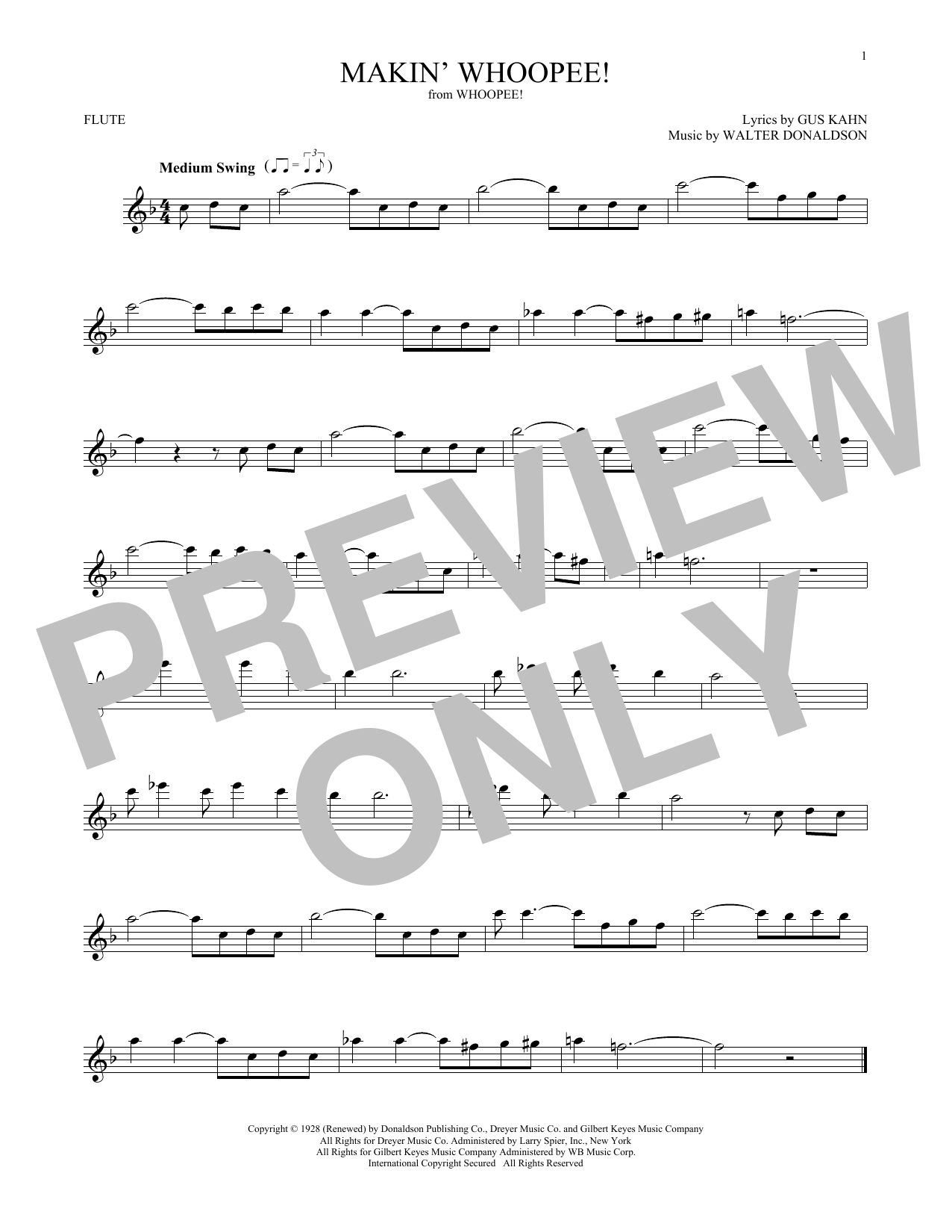 Walter Donaldson Makin' Whoopee! sheet music notes and chords. Download Printable PDF.