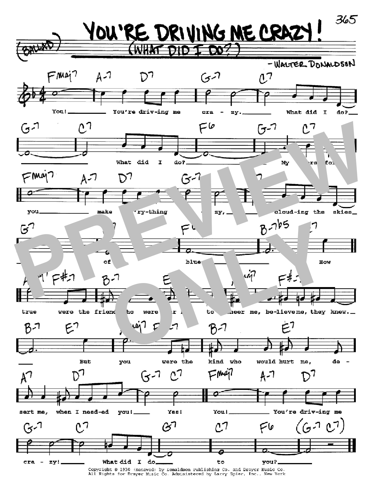 Walter Donaldson You're Driving Me Crazy! (What Did I Do?) sheet music notes and chords. Download Printable PDF.