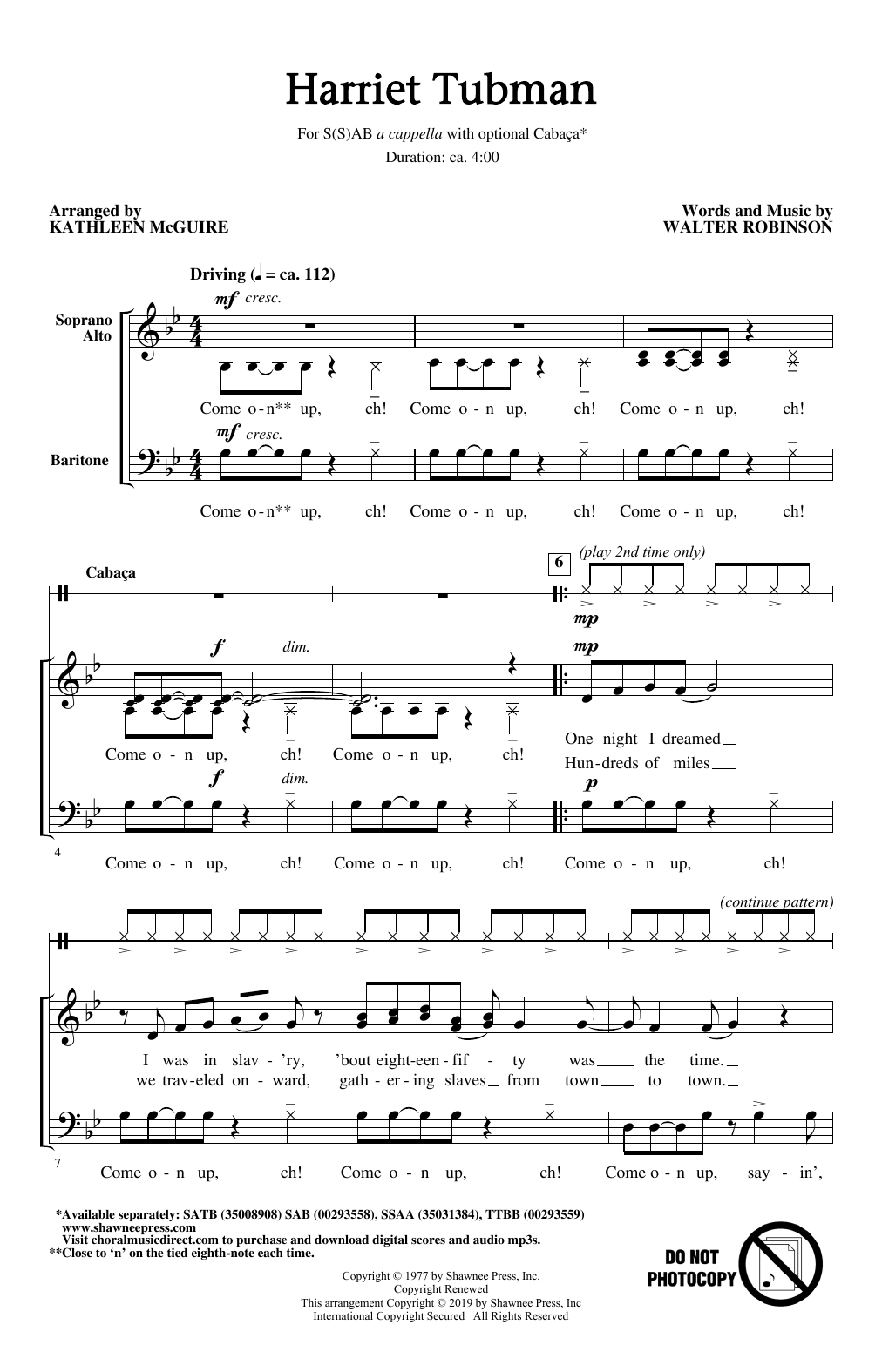 Walter Robinson Harriet Tubman (arr. Kathleen McGuire) sheet music notes and chords. Download Printable PDF.