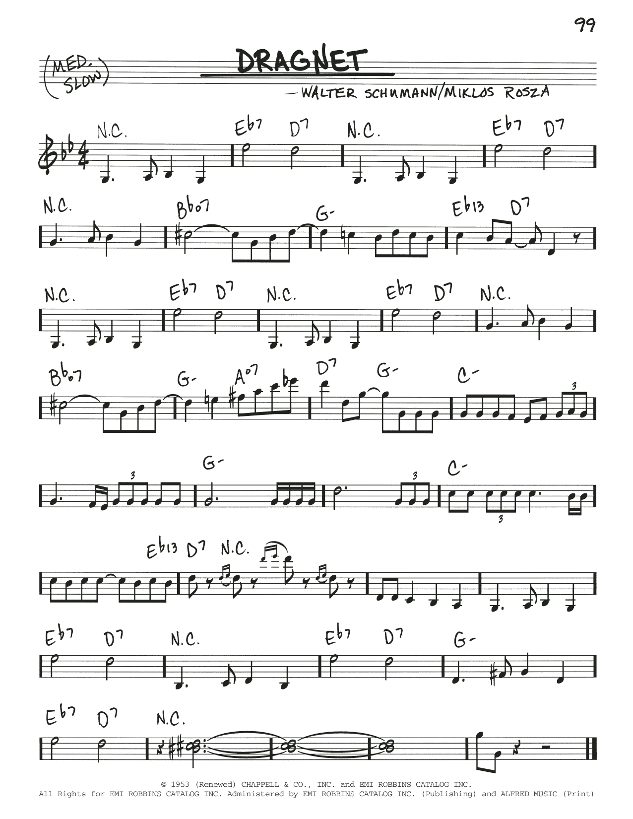 Walter Schumann Dragnet sheet music notes and chords. Download Printable PDF.