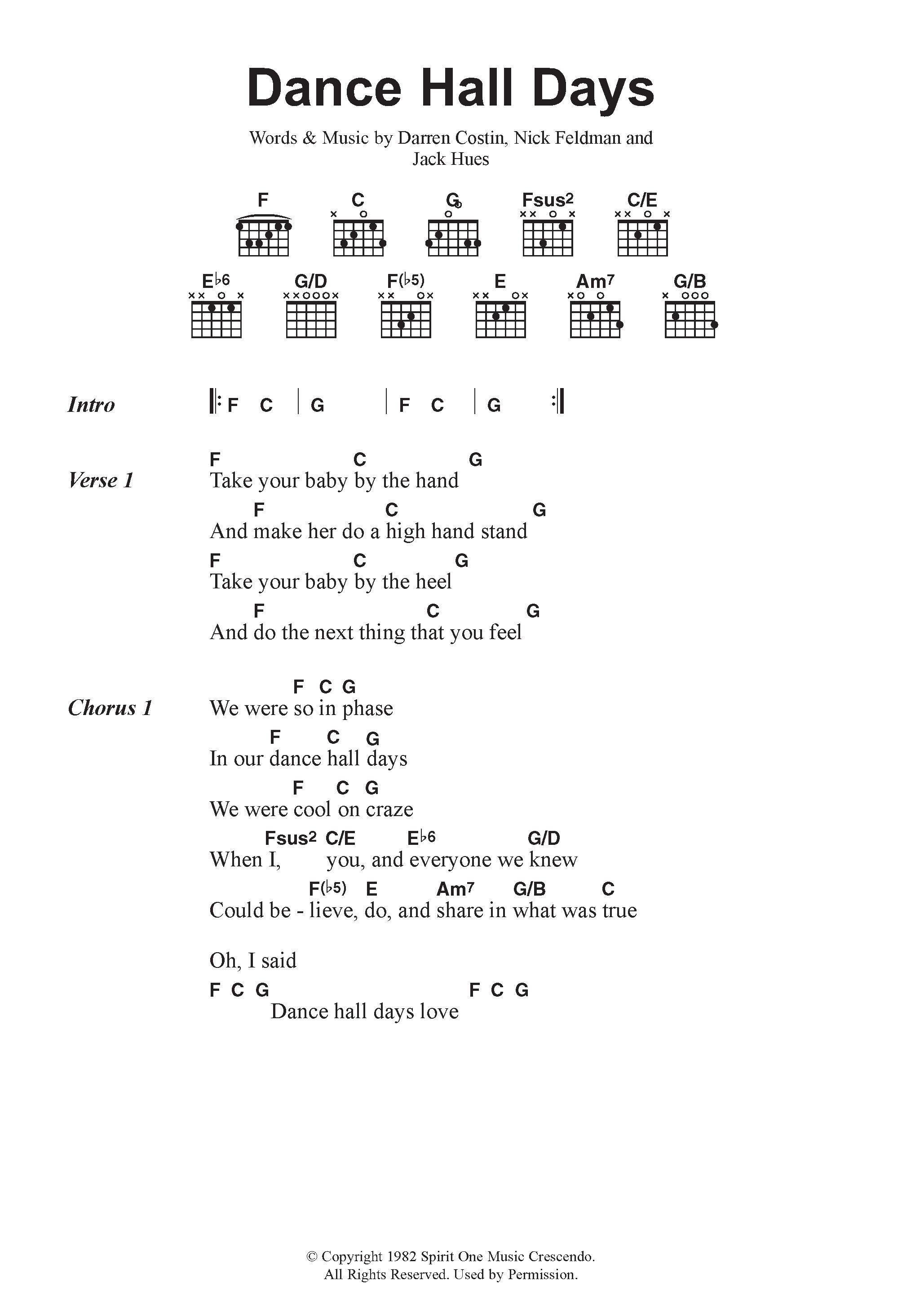 Wang Chung Dance Hall Days sheet music notes and chords. Download Printable PDF.