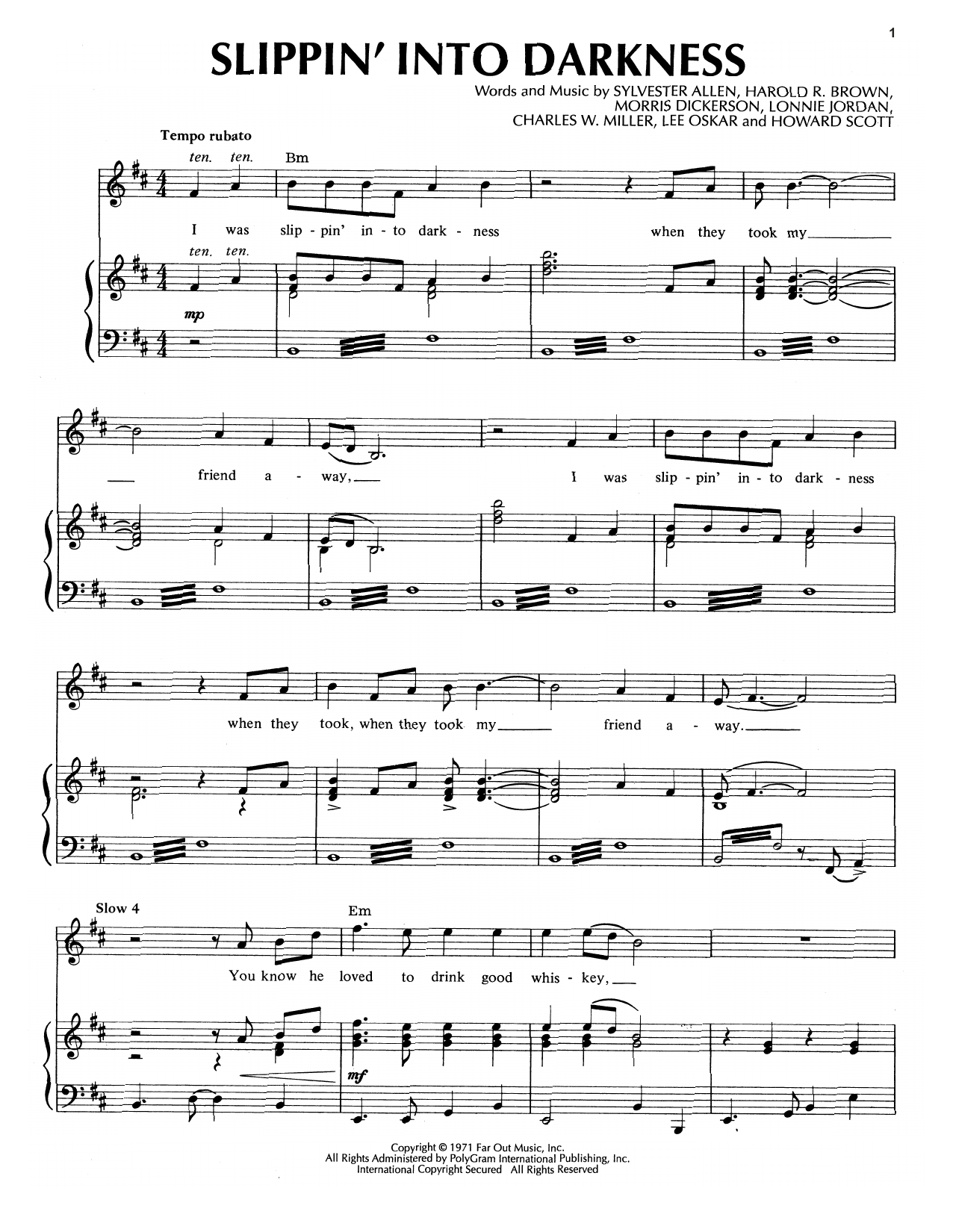 War Slippin' Into Darkness sheet music notes and chords. Download Printable PDF.