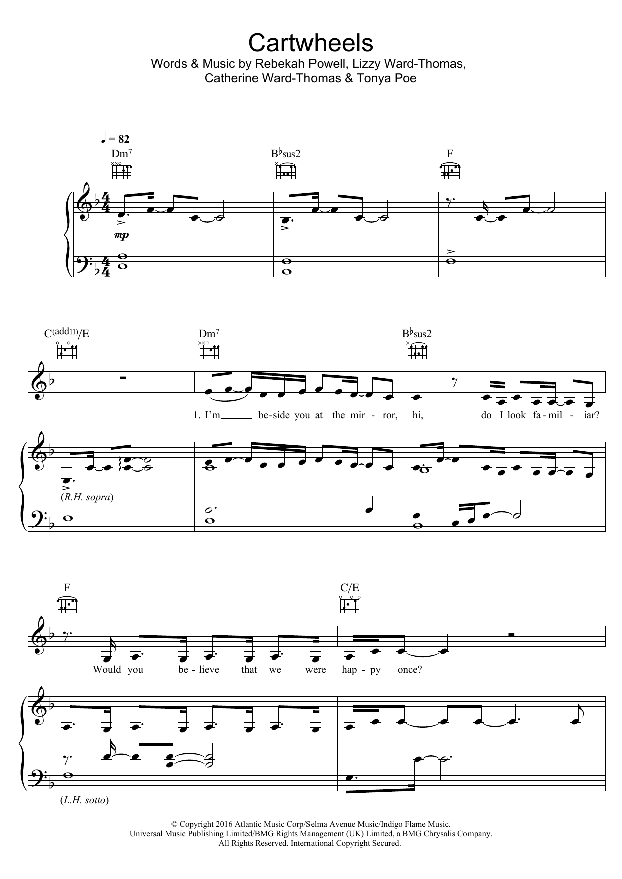 Ward Thomas Cartwheels sheet music notes and chords. Download Printable PDF.