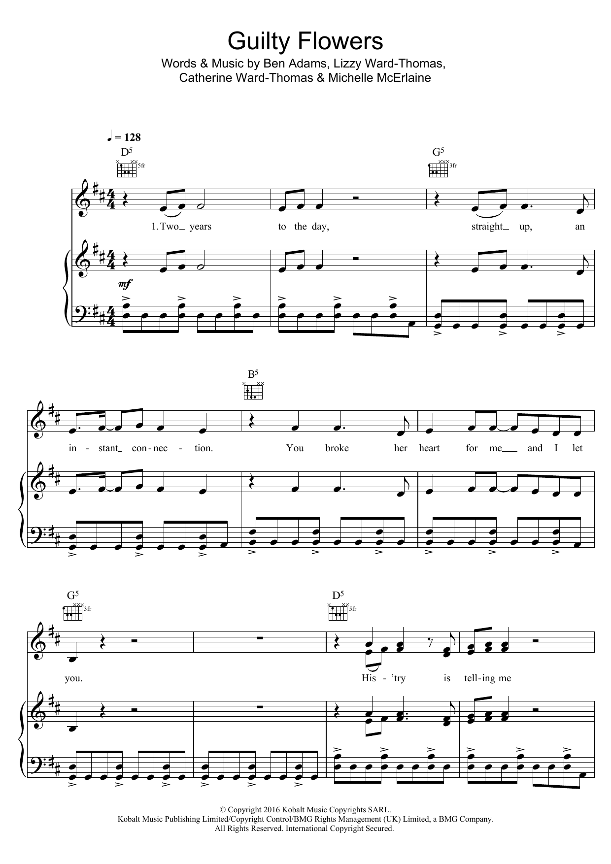 Ward Thomas Guilty Flowers sheet music notes and chords. Download Printable PDF.