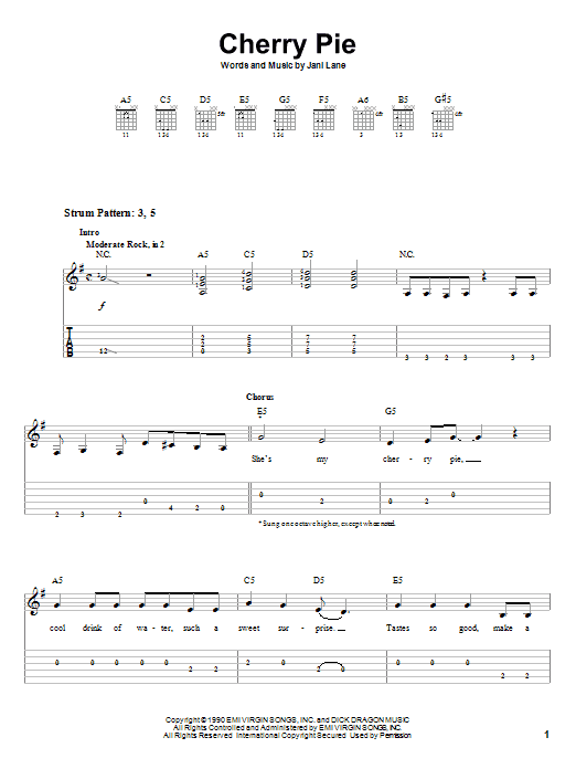 Warrant Cherry Pie sheet music notes and chords. Download Printable PDF.