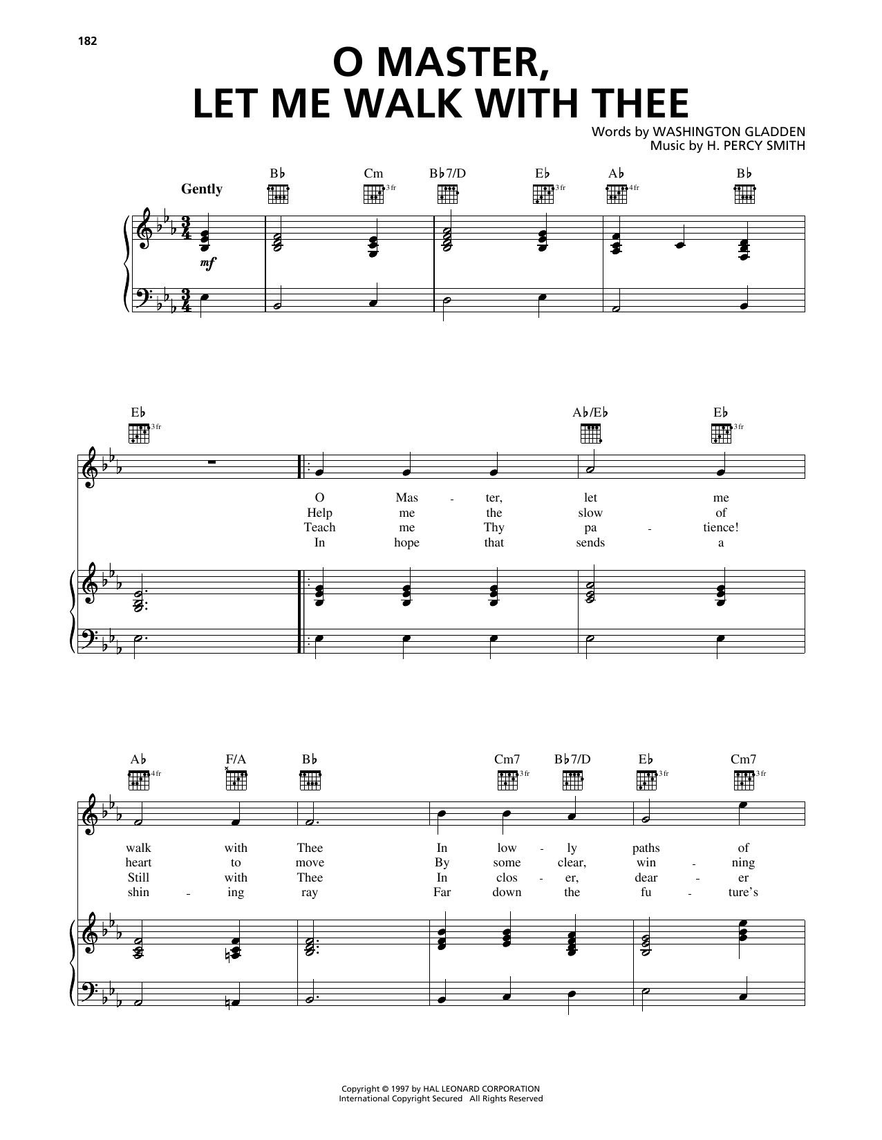 Washington Gladden O Master, Let Me Walk With Thee sheet music notes and chords. Download Printable PDF.