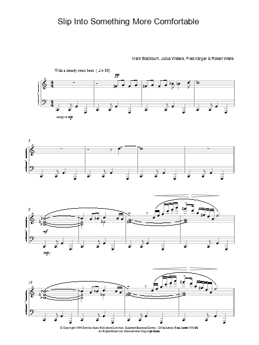 Learn to play Kinobe Slip Into Something More Comfortable sheet music for Piano Solo in minutes. Price: 7.8900$ Kinobe Slip Into Something More Comfortable sheet music notes and chords arranged for Piano Solo