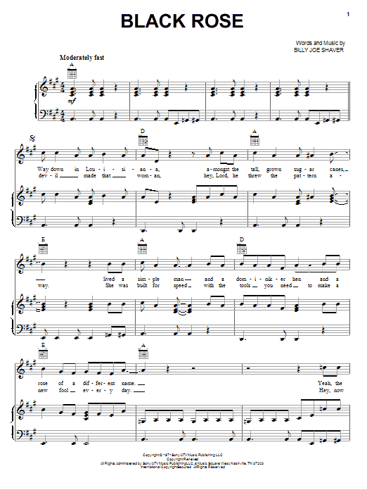 Learn to play Waylon Jennings Black Rose sheet music for Piano, Vocal & Guitar Chords (Right-Hand Melody) in minutes. Price: 7.8900$ Waylon Jennings Black Rose sheet music notes and chords arranged for Piano, Vocal & Guitar Chords (Right-Hand Melody)