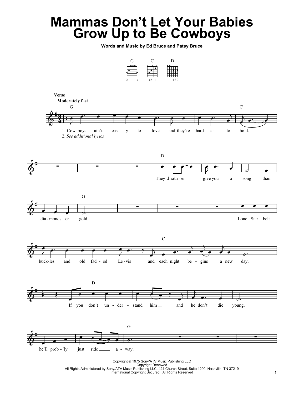 Waylon Jennings & Willie Nelson Mammas Don't Let Your Babies Grow Up To Be Cowboys sheet music notes and chords. Download Printable PDF.