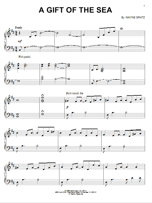 Learn to play Wayne Gratz A Gift Of The Sea sheet music for Piano Solo in minutes. Price: 7.8900$ Wayne Gratz A Gift Of The Sea sheet music notes and chords arranged for Piano Solo