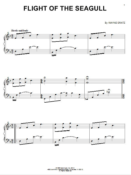 Learn to play Wayne Gratz Flight Of The Seagull sheet music for Piano Solo in minutes. Price: 7.8900$ Wayne Gratz Flight Of The Seagull sheet music notes and chords arranged for Piano Solo