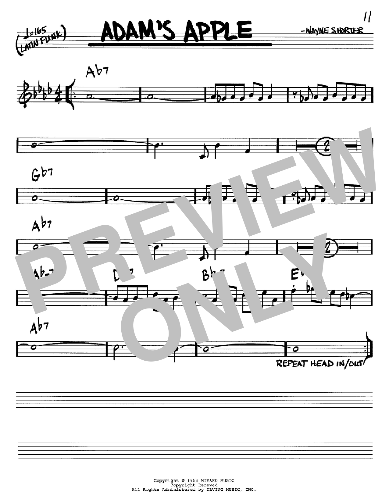 Wayne Shorter Adam's Apple sheet music notes and chords. Download Printable PDF.