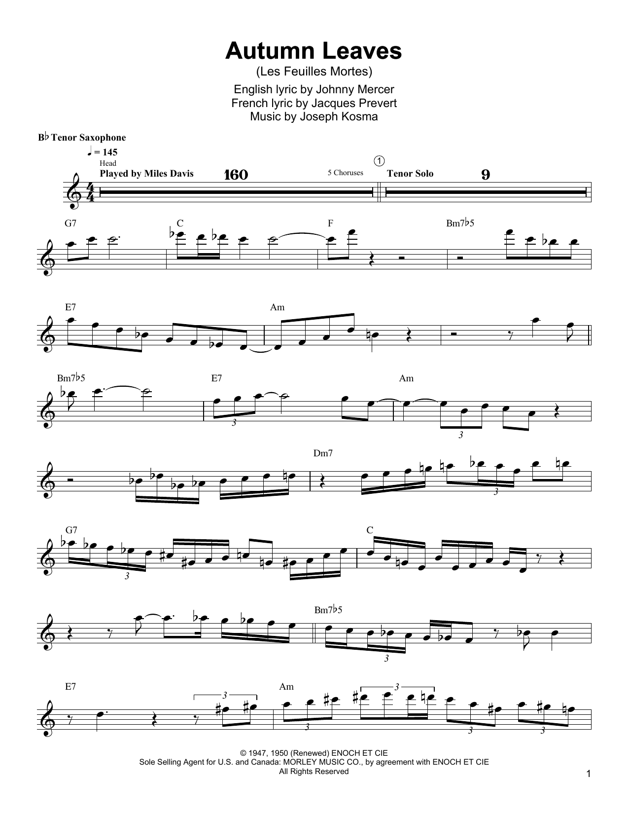 Learn to play Wayne Shorter Autumn Leaves sheet music for Tenor Sax Transcription in minutes. Price: 6.9900$ Wayne Shorter Autumn Leaves sheet music notes and chords arranged for Tenor Sax Transcription