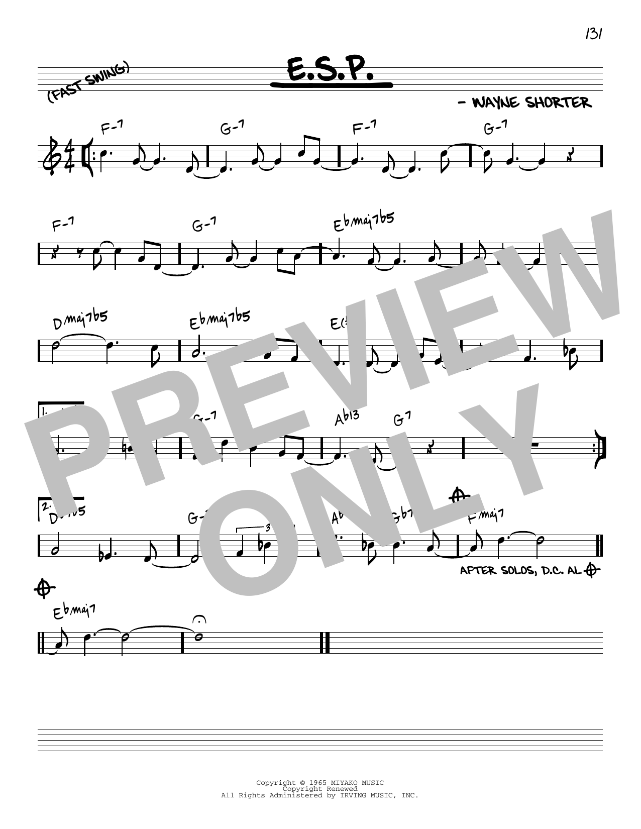 Wayne Shorter E.S.P. [Reharmonized version] (arr. Jack Grassel) sheet music notes and chords. Download Printable PDF.