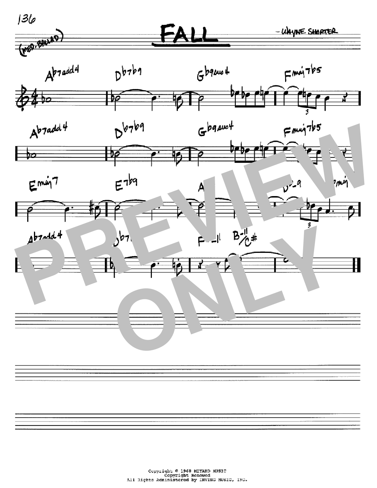 Wayne Shorter Fall sheet music notes and chords. Download Printable PDF.