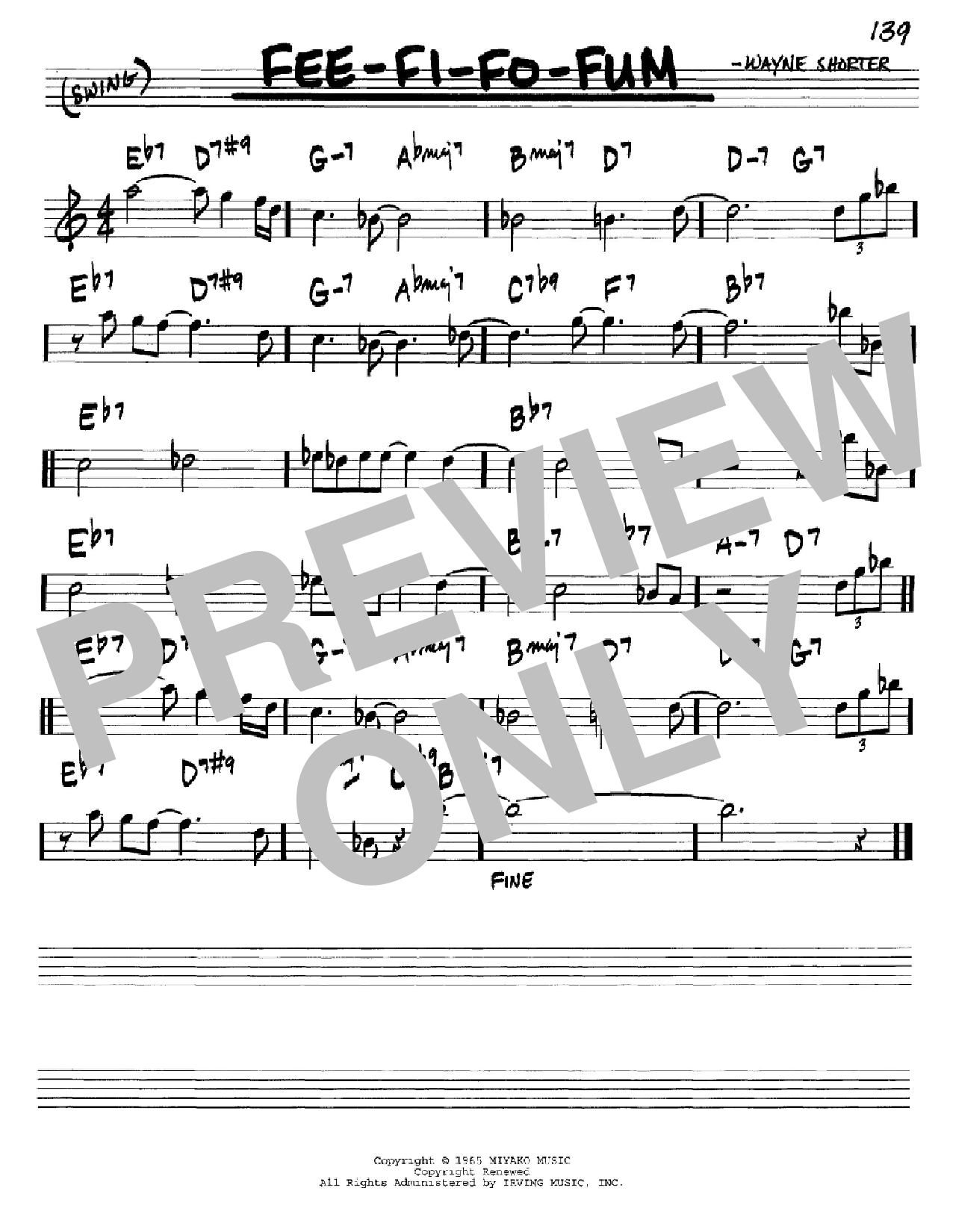 Wayne Shorter Fee-Fi-Fo-Fum sheet music notes and chords. Download Printable PDF.