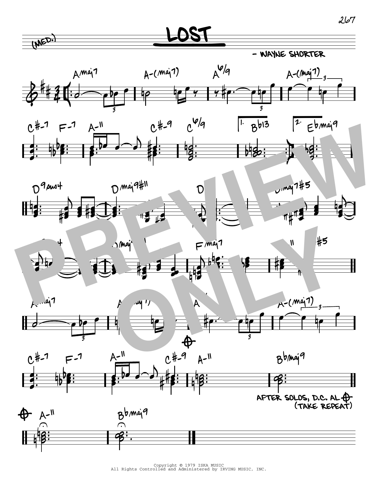 Learn to play Wayne Shorter Lost sheet music for Real Book – Melody & Chords in minutes. Price: 5.9900$ Wayne Shorter Lost sheet music notes and chords arranged for Real Book – Melody & Chords