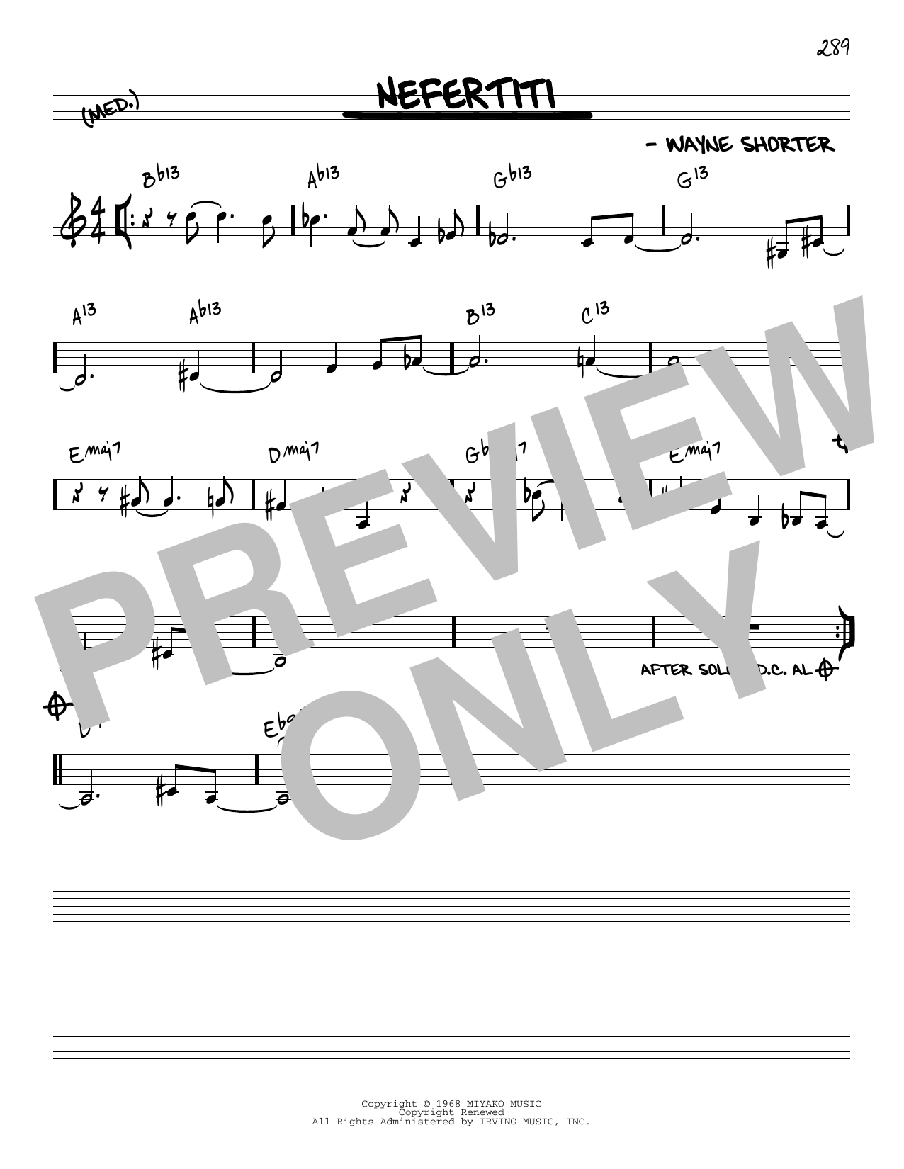 Wayne Shorter Nefertiti [Reharmonized version] (arr. Jack Grassel) sheet music notes and chords. Download Printable PDF.