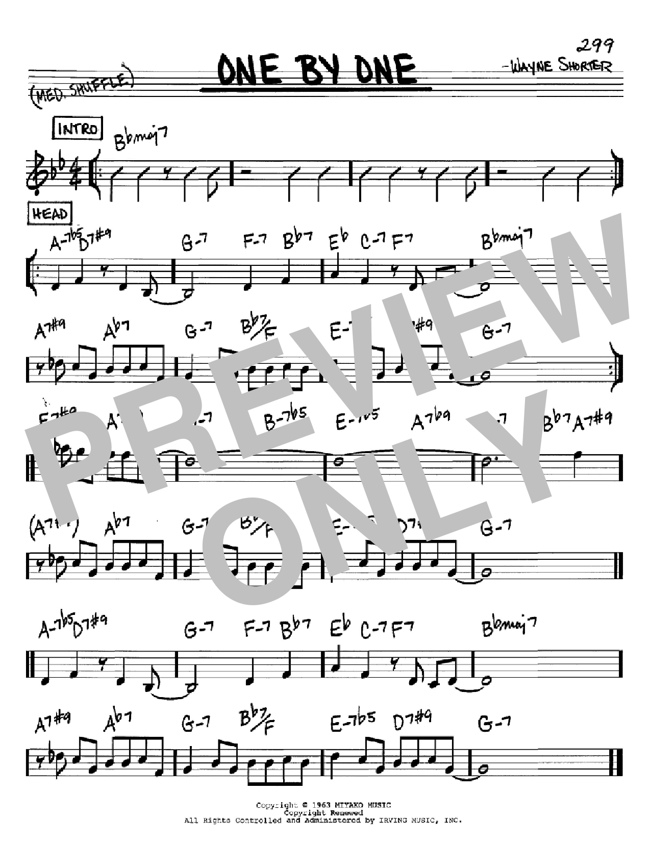 Wayne Shorter One By One sheet music notes and chords. Download Printable PDF.