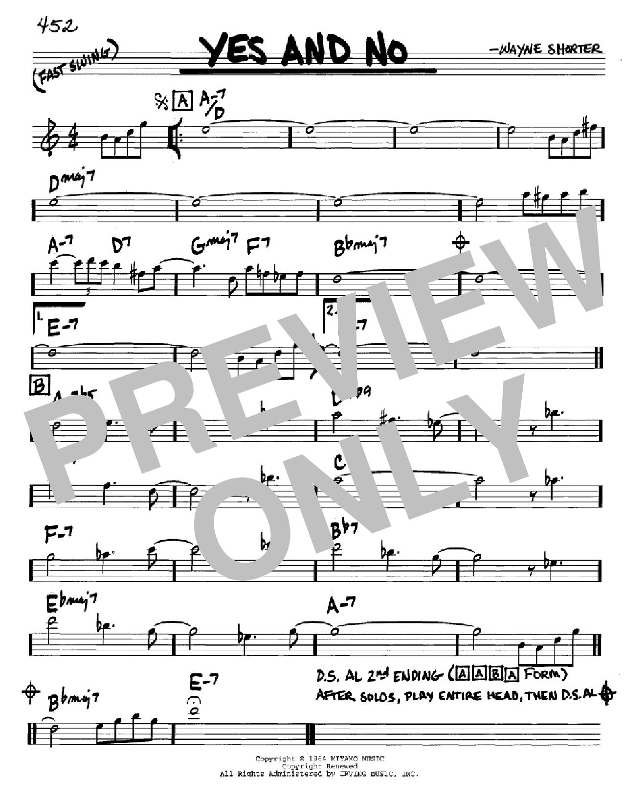 Wayne Shorter Yes And No sheet music notes and chords. Download Printable PDF.