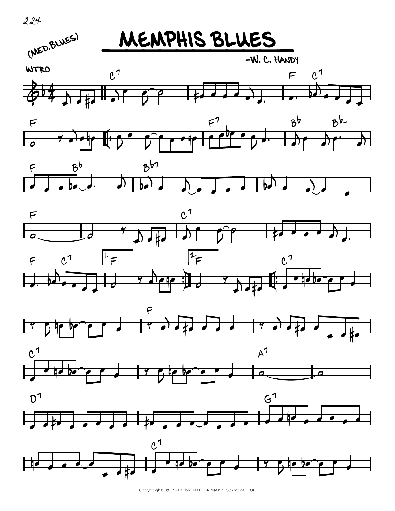 W.C. Handy Memphis Blues (arr. Robert Rawlins) sheet music notes and chords. Download Printable PDF.