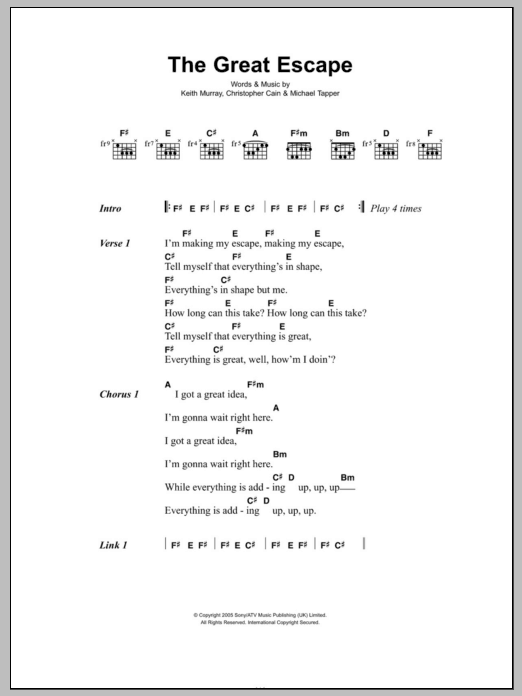 We Are Scientists The Great Escape sheet music notes and chords. Download Printable PDF.