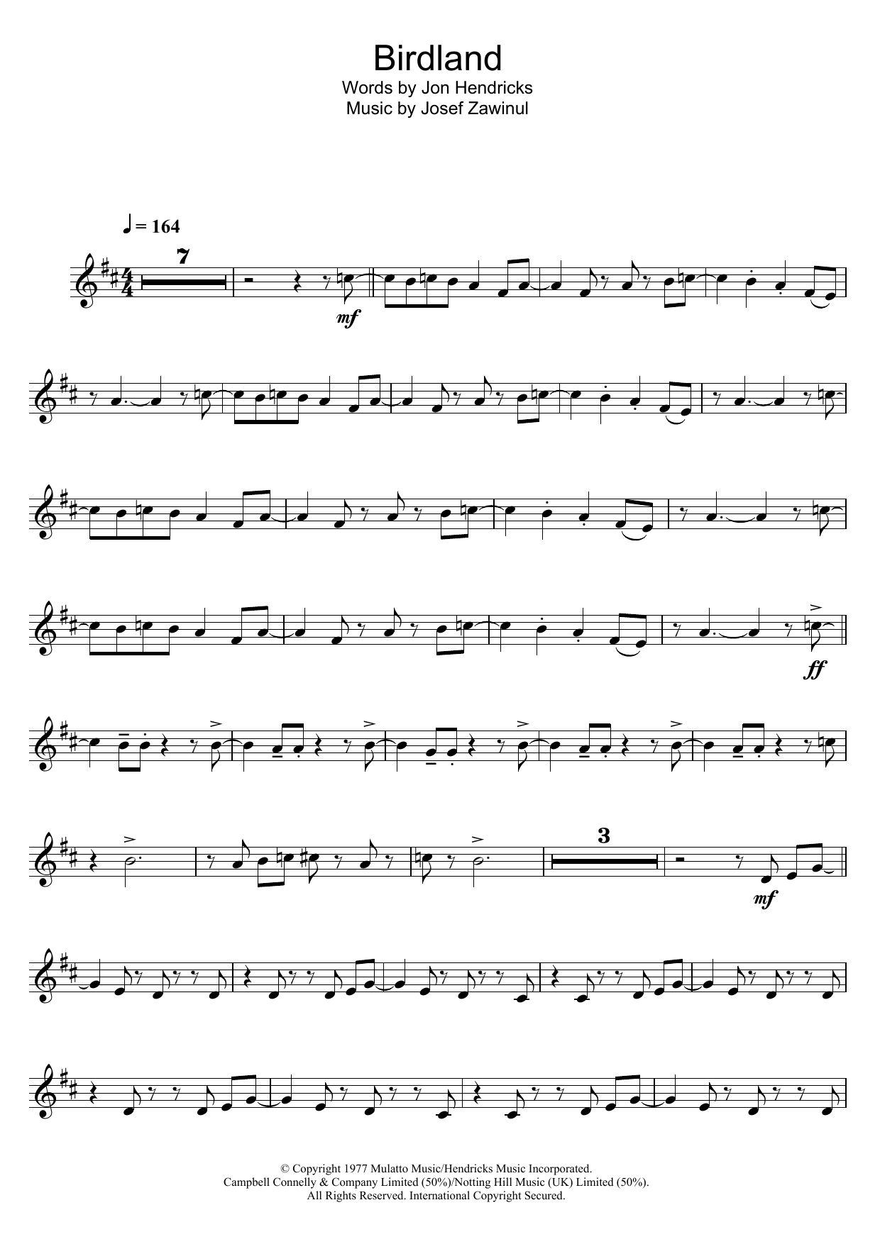 Weather Report Birdland sheet music notes and chords arranged for Flute Solo