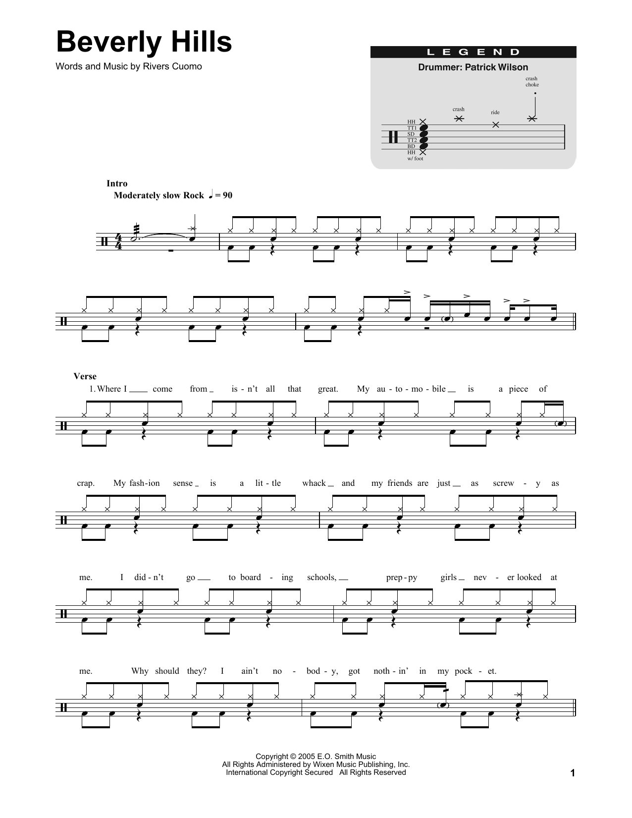 Weezer Beverly Hills sheet music notes and chords. Download Printable PDF.