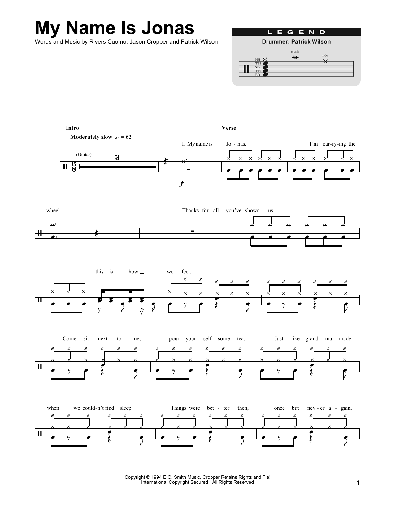 Weezer My Name Is Jonas sheet music notes and chords. Download Printable PDF.