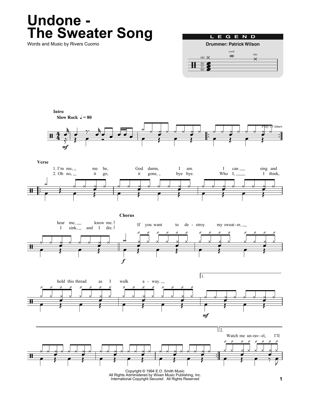 Weezer Undone - The Sweater Song sheet music notes and chords. Download Printable PDF.