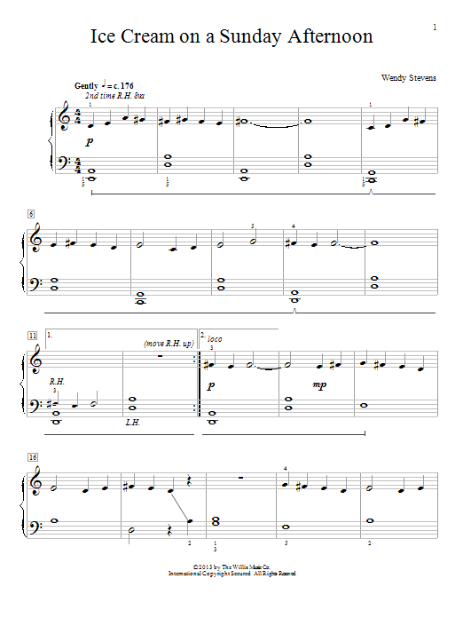 Learn to play Wendy Stevens Ice Cream On A Sunday Afternoon sheet music for Educational Piano in minutes. Price: 6.9900$ Wendy Stevens Ice Cream On A Sunday Afternoon sheet music notes and chords arranged for Educational Piano