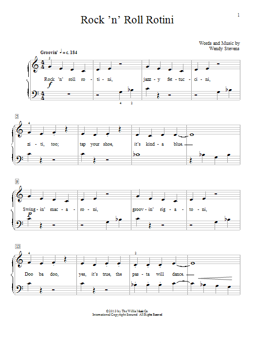 Wendy Stevens Rock 'N' Roll Rotini sheet music notes and chords. Download Printable PDF.