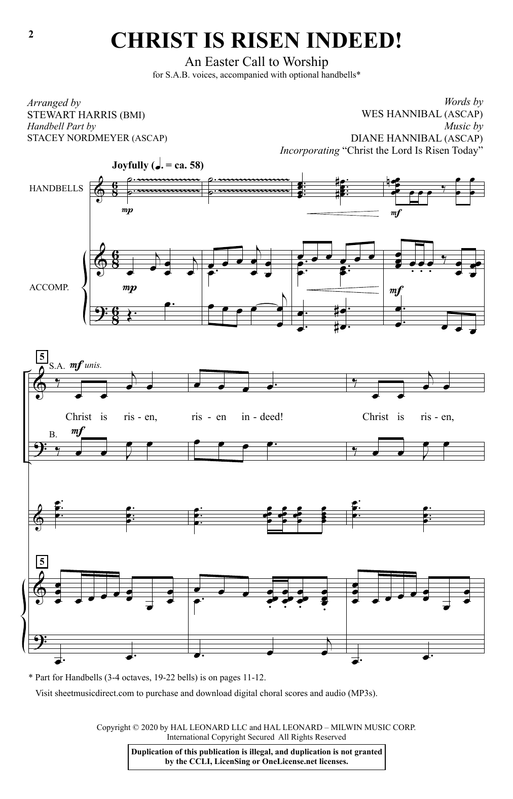 Learn to play Wes Hannibal and Diane Hannibal Christ Is Risen Indeed! (An Easter Call To Worship) (arr. Stewart Harris) sheet music for SAB Choir in minutes. Price: 3.9900$ Wes Hannibal and Diane Hannibal Christ Is Risen Indeed! (An Easter Call To Worship) (arr. Stewart Harris) sheet music notes and chords arranged for SAB Choir