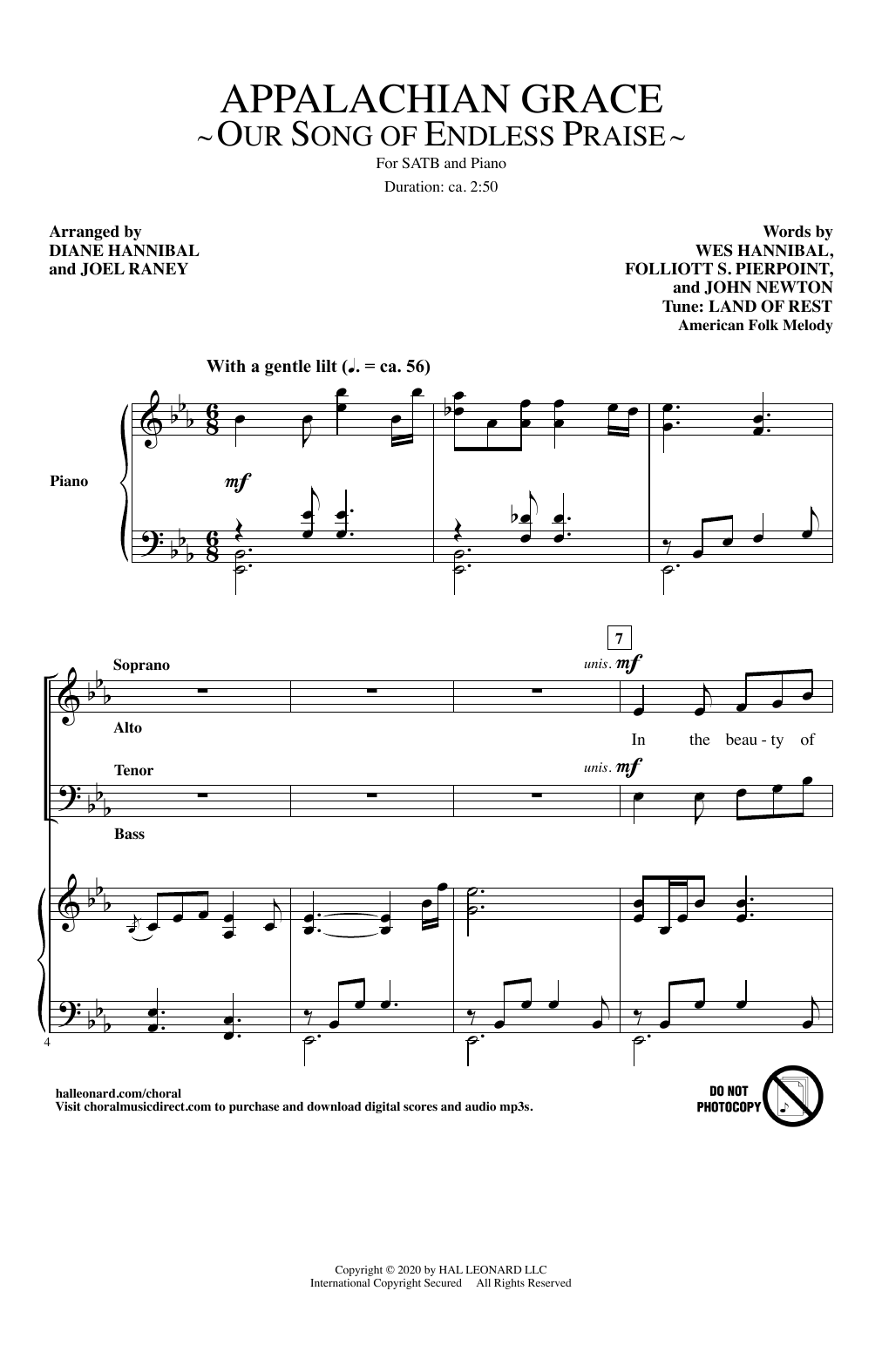 Learn to play Wes Hannibal, Folliott S. Pierpoint and John Newton Appalachian Grace (Our Song Of Endless Praise) (arr. Diane Hannibal and Joel Raney) sheet music for SATB Choir in minutes. Price: 3.9900$ Wes Hannibal, Folliott S. Pierpoint and John Newton Appalachian Grace (Our Song Of Endless Praise) (arr. Diane Hannibal and Joel Raney) sheet music notes and chords arranged for SATB Choir