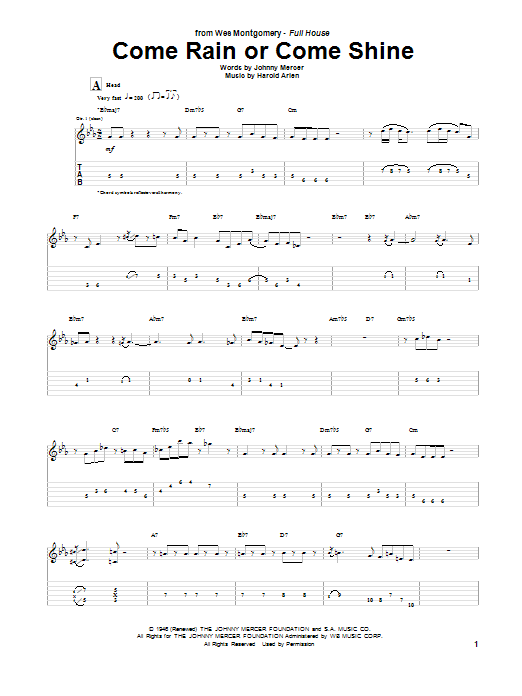 Learn to play Wes Montgomery Come Rain Or Come Shine sheet music for Guitar Tab in minutes. Price: 7.8900$ Wes Montgomery Come Rain Or Come Shine sheet music notes and chords arranged for Guitar Tab