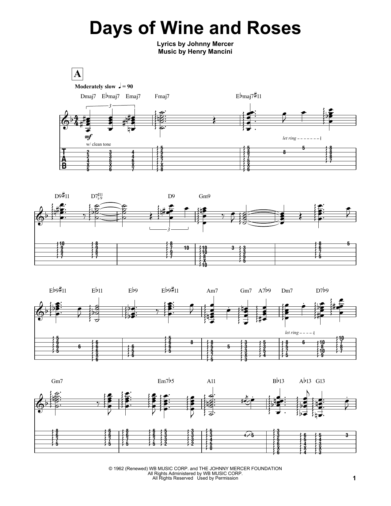 Lenny Breau Days Of Wine And Roses sheet music notes and chords. Download Printable PDF.