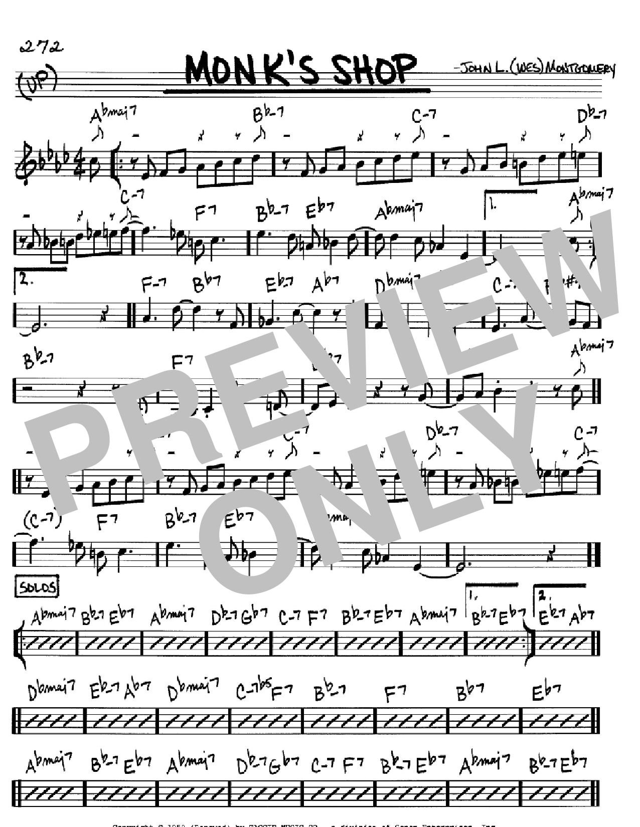 Wes Montgomery Monk's Shop sheet music notes and chords. Download Printable PDF.