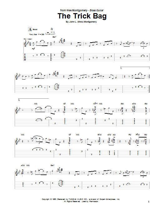 Learn to play Wes Montgomery The Trick Bag sheet music for Guitar Tab in minutes. Price: 7.8900$ Wes Montgomery The Trick Bag sheet music notes and chords arranged for Guitar Tab