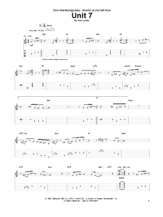 Wes Montgomery Unit 7 sheet music notes and chords. Download Printable PDF.