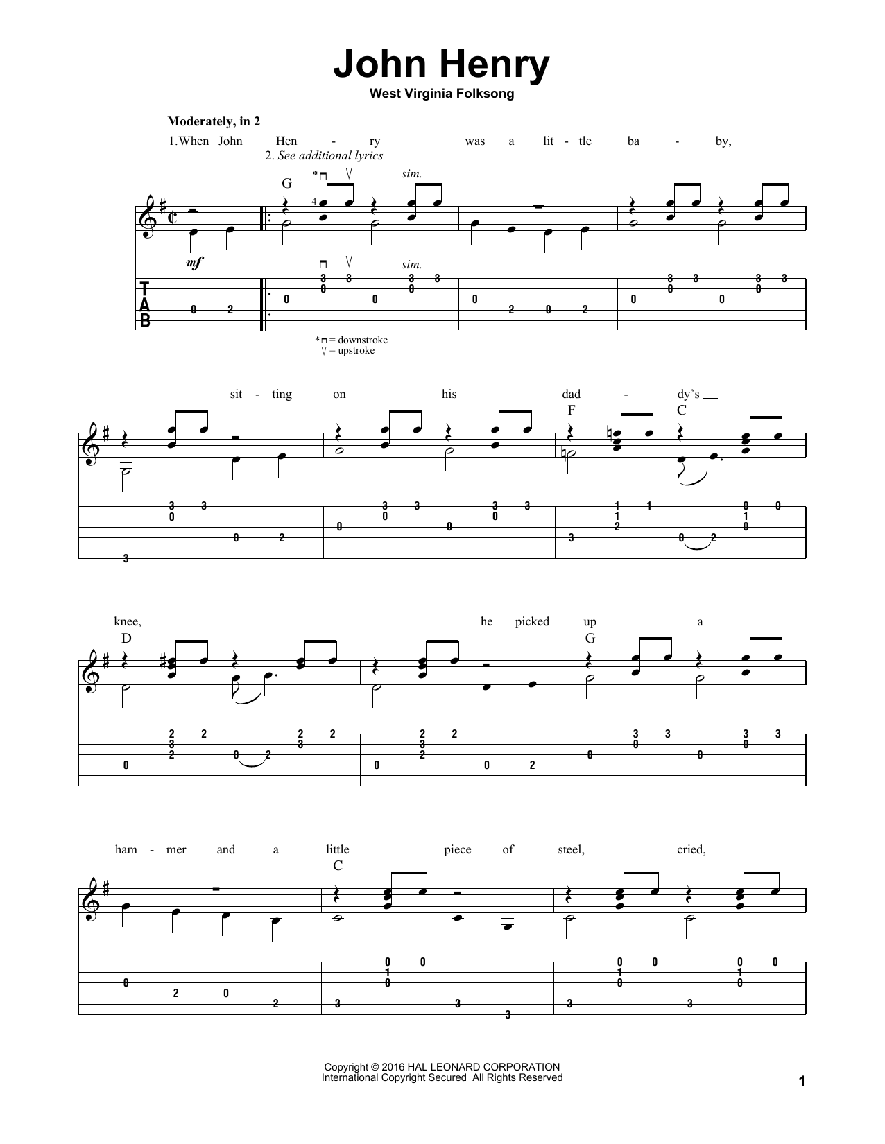 African-American Spiritual John Henry sheet music notes and chords. Download Printable PDF.