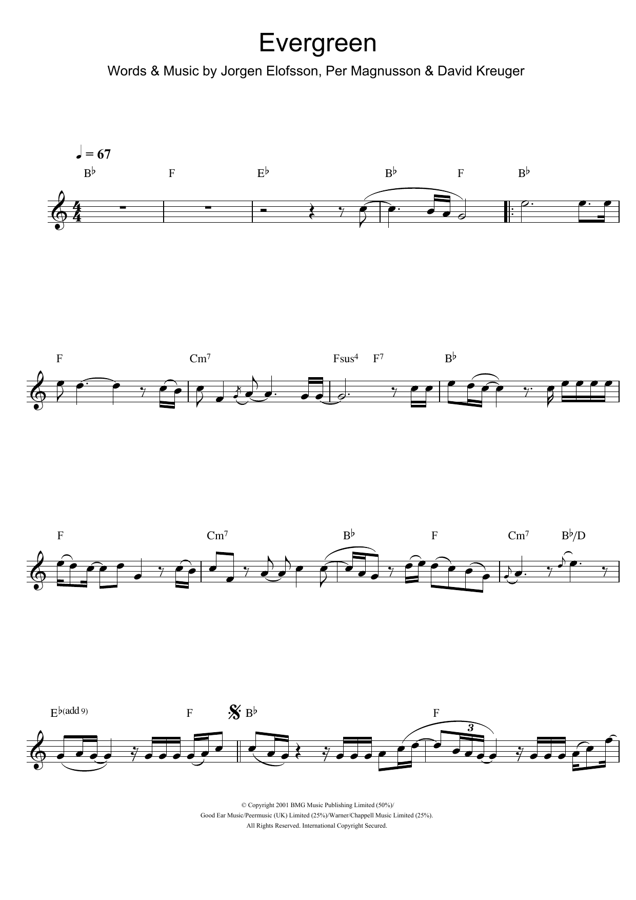 Westlife Evergreen sheet music notes and chords. Download Printable PDF.