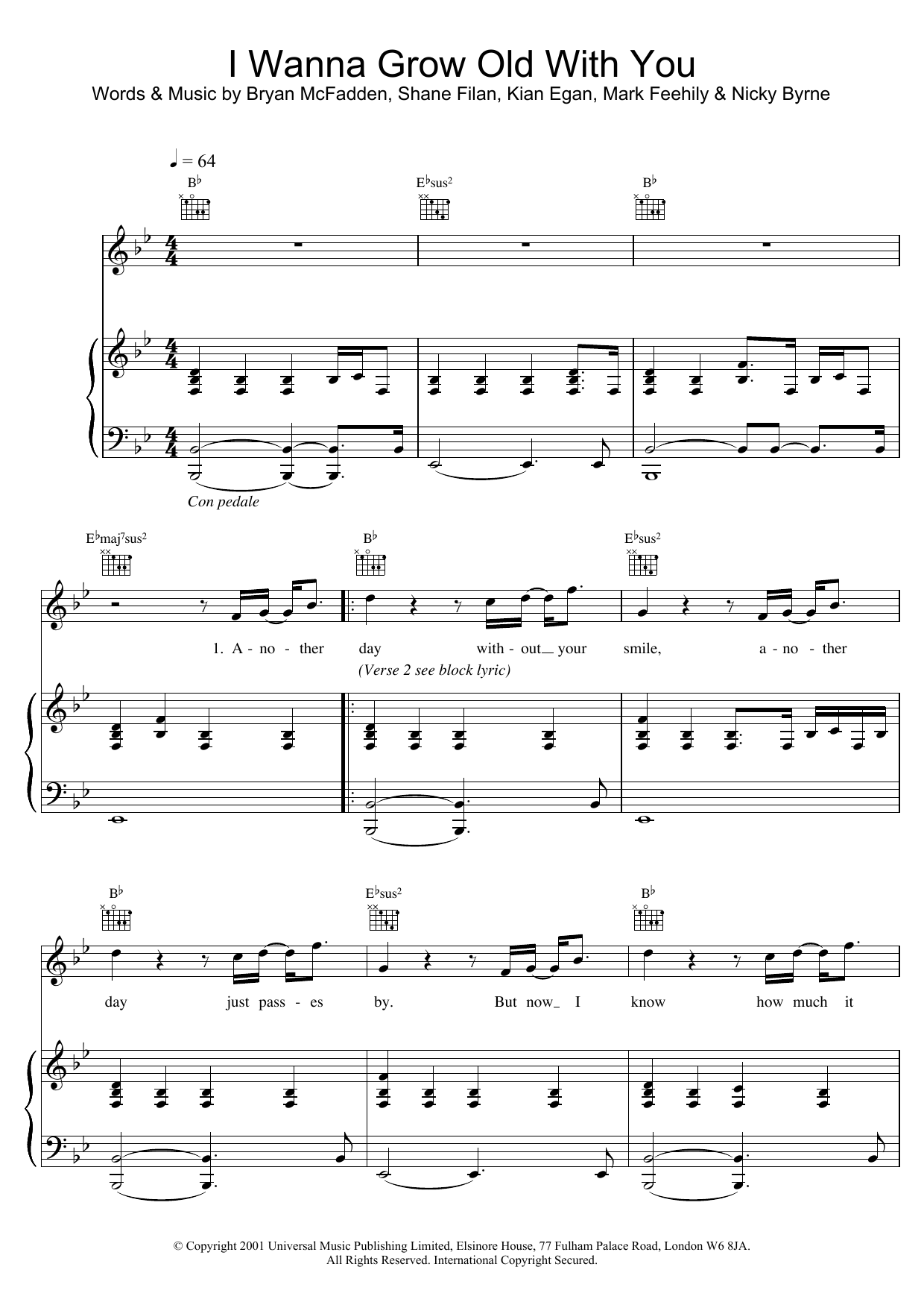 Westlife I Wanna Grow Old With You sheet music notes and chords. Download Printable PDF.