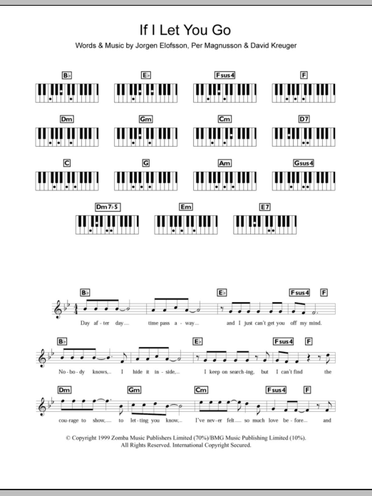 Westlife If I Let You Go sheet music notes and chords. Download Printable PDF.