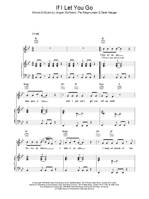 Westlife If I Let You Go sheet music notes and chords. Download Printable PDF.