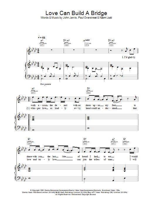 Westlife Love Can Build A Bridge sheet music notes and chords arranged for Piano, Vocal & Guitar Chords