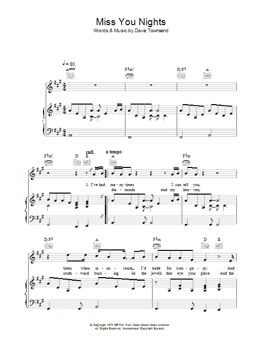 Westlife Miss You Nights sheet music notes and chords arranged for Piano, Vocal & Guitar Chords