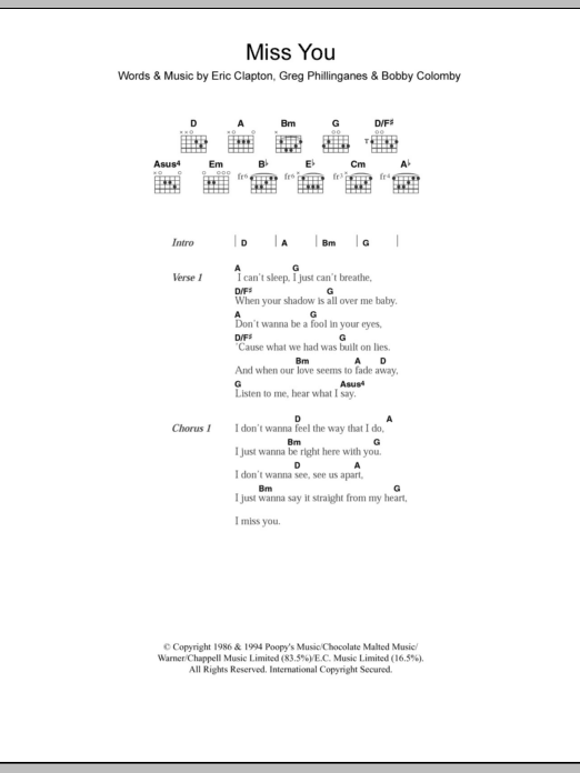 Westlife Miss You sheet music notes and chords arranged for Guitar Chords/Lyrics