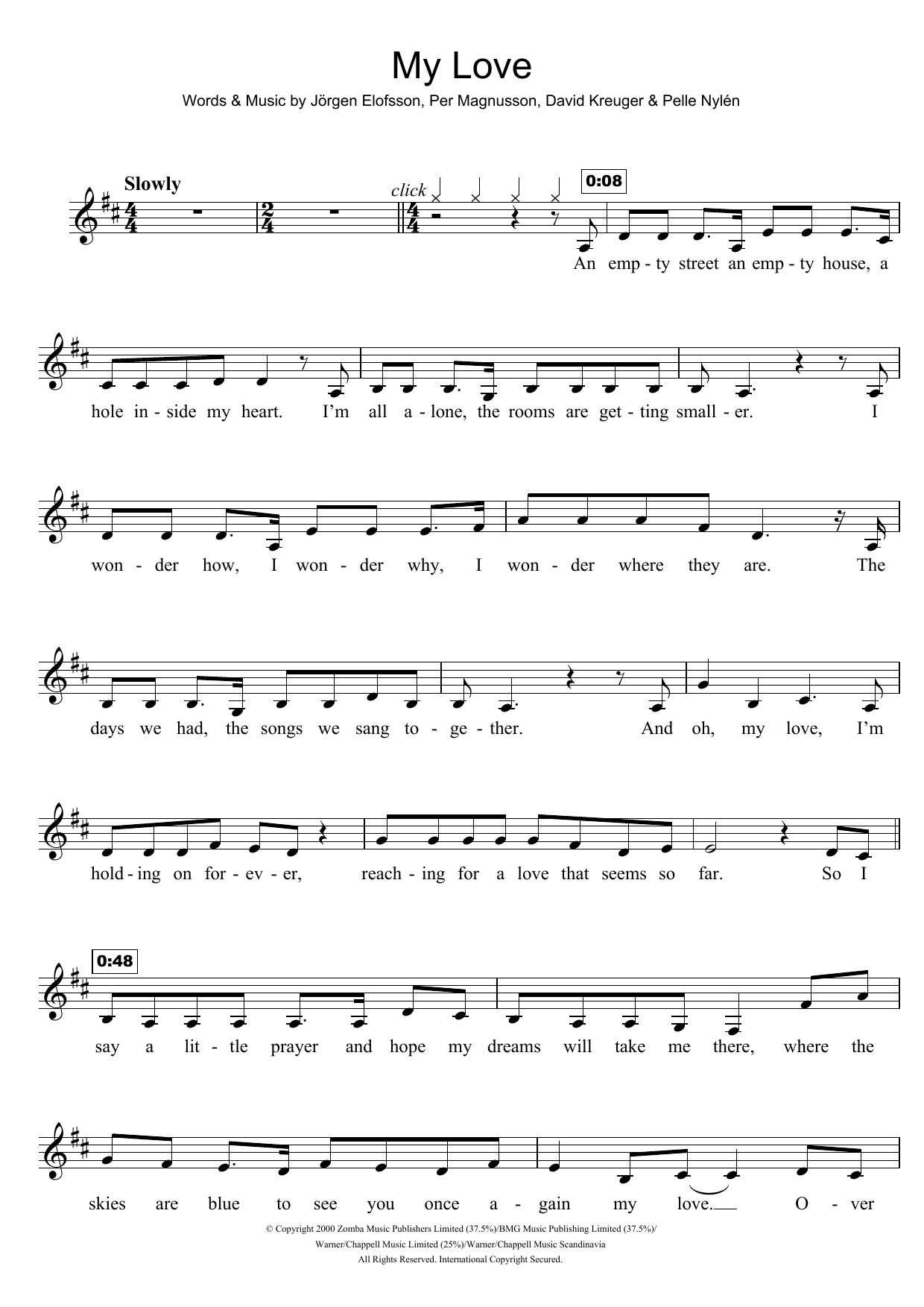 Westlife My Love sheet music notes and chords. Download Printable PDF.