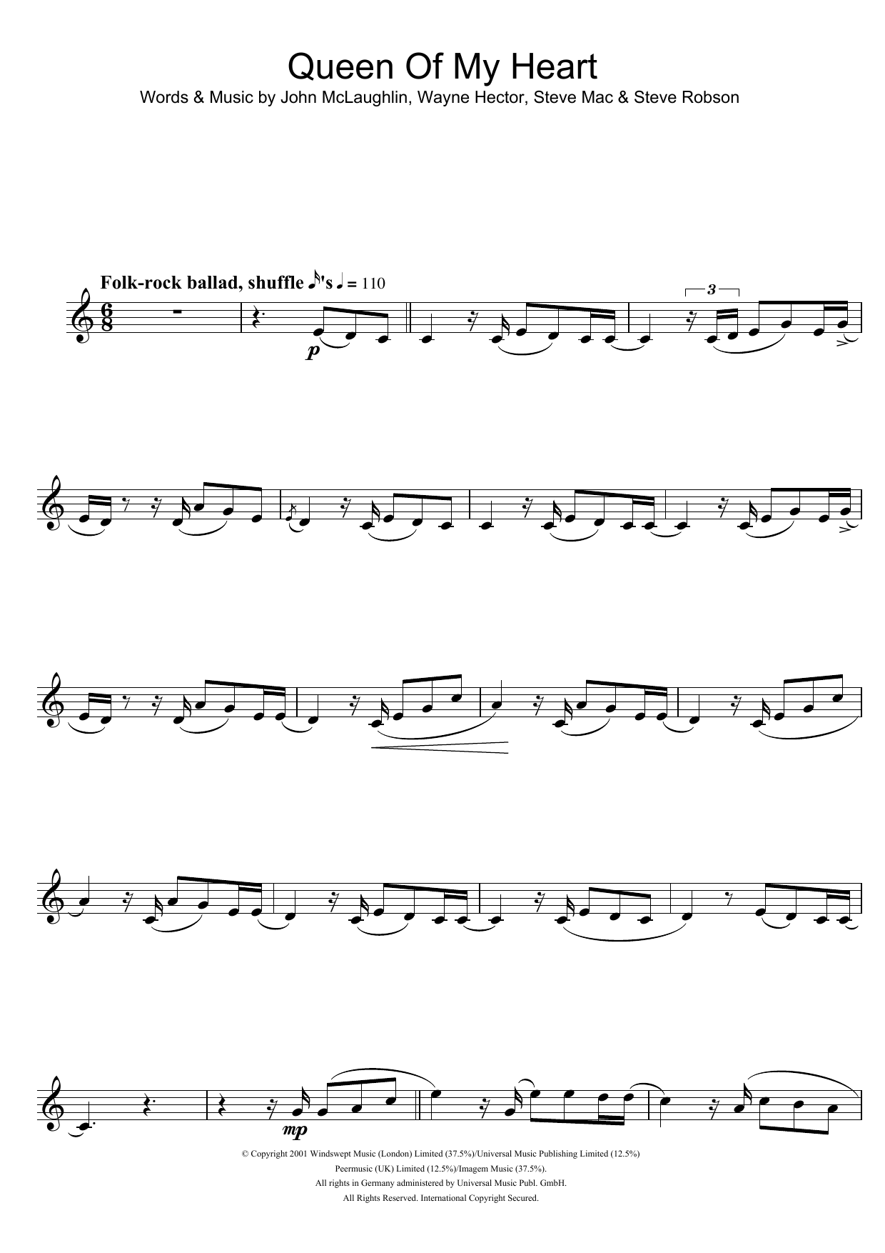 Westlife Queen Of My Heart sheet music notes and chords. Download Printable PDF.