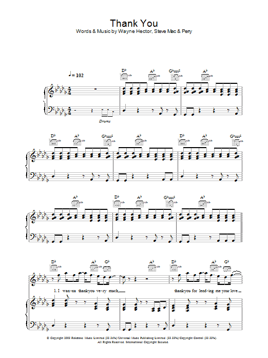 Learn to play Westlife Thank You sheet music for Piano, Vocal & Guitar Chords in minutes. Price: 7.8900$ Westlife Thank You sheet music notes and chords arranged for Piano, Vocal & Guitar Chords